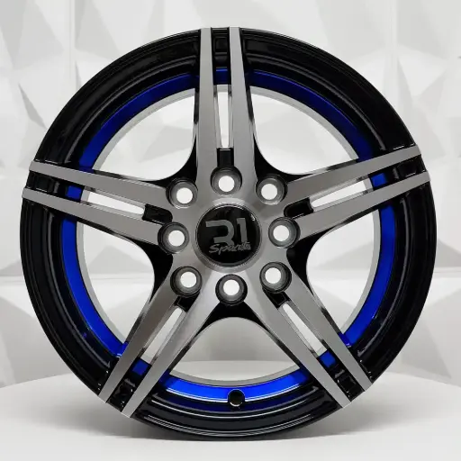 [132141] RIN 13X5.5 4-100/114.3 R1 SPORT L2064 BLACK MACHINE FACE BLUE LINE ET25 CB73.1